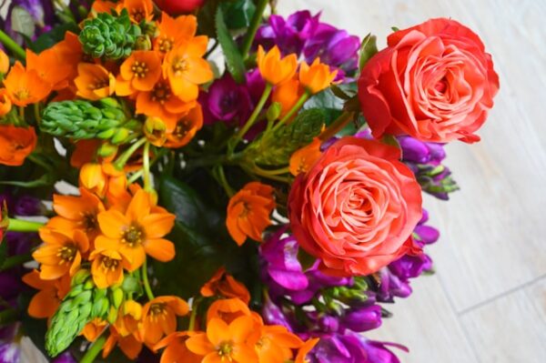Orange Roses with Alstroemeria