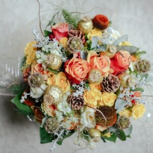 Mixed Bouquet (roses, craspedia/billy balls, cotton stems, etc.)