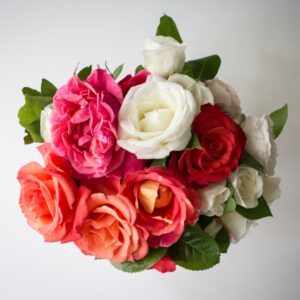 Roses (variety of colors, mostly pink and white shades)