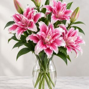 Deep Rose & White Liliums