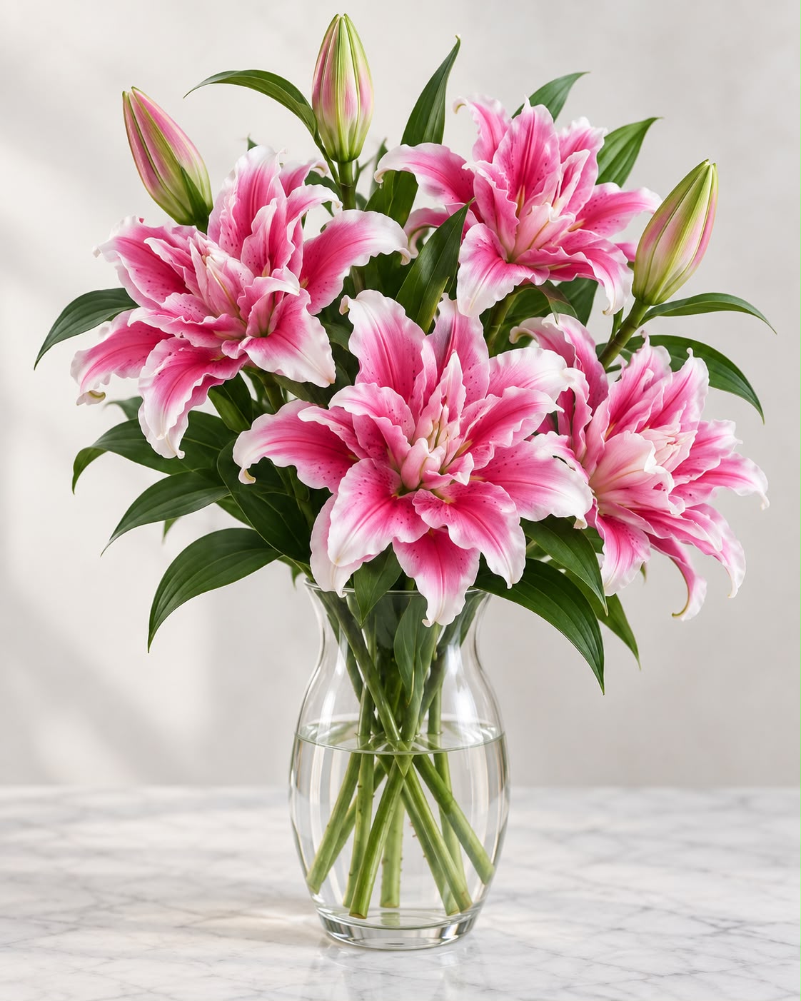 Deep Rose & White Liliums